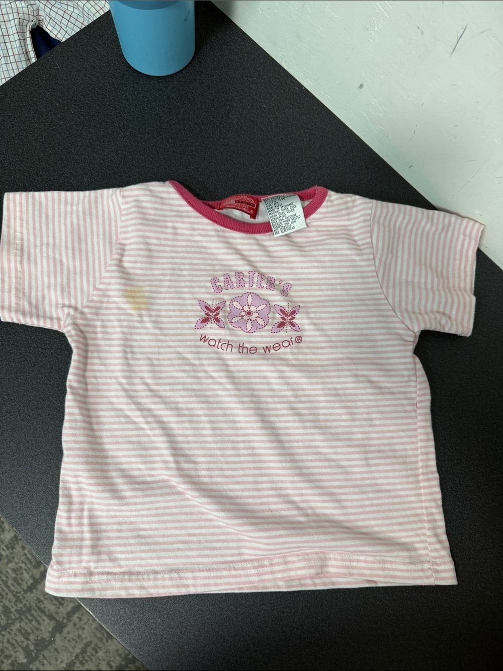 Carter's Pink & White Striped Tee with Floral  90’s